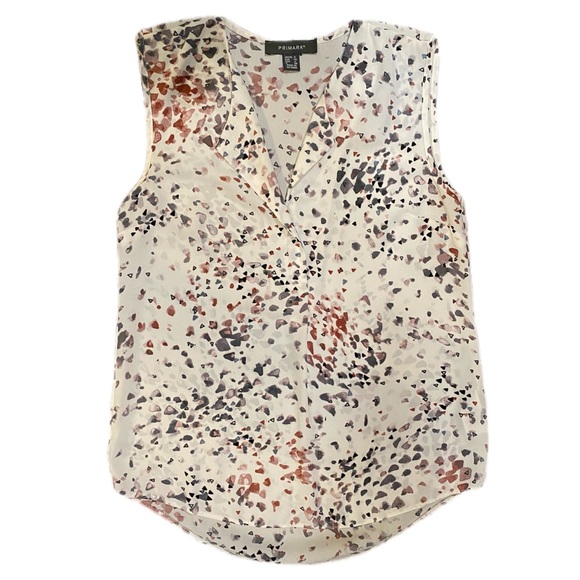 Primark White Top w/ Watercolor Triangle Pattern Design Size 2 - Picture 1 of 2